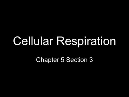 Cellular Respiration Chapter 5 Section 3. Energy from the food we eat is stored in carbohydrates, fats, and proteins. Before you use the energy it must.