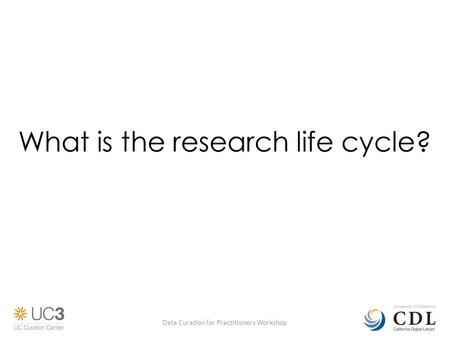 Data Curation for Practitioners Workshop What is the research life cycle?