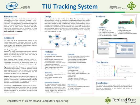 TIU Tracking System Introduction Intel's large and complex validation labs contain many Testing Interface Unit's(TIU) used in validating hardware. A TIU.