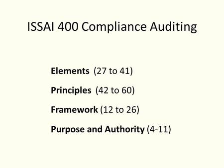 ISSAI 400 Compliance Auditing
