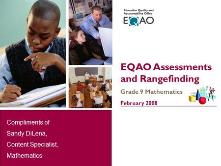 EQAO Assessments and Rangefinding