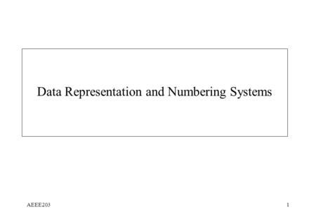 AEEE2031 Data Representation and Numbering Systems.
