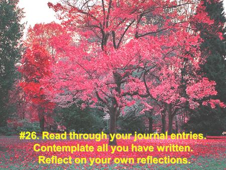 #26. Read through your journal entries. Contemplate all you have written. Reflect on your own reflections.