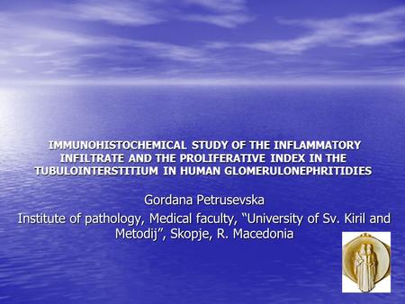 IMMUNOHISTOCHEMICAL STUDY OF THE INFLAMMATORY INFILTRATE AND THE PROLIFERATIVE INDEX IN THE TUBULOINTERSTITIUM IN HUMAN GLOMERULONEPHRITIDIES IMMUNOHISTOCHEMICAL.