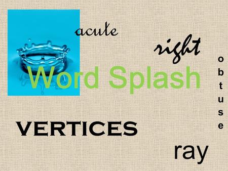 Word Splash vertices right ray acute. Geometric Angles.