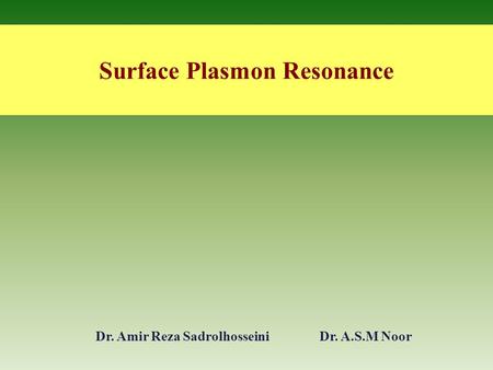 Surface Plasmon Resonance