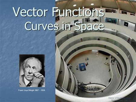 Vector Functions Curves in Space