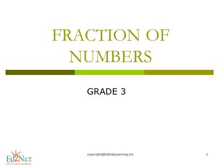FRACTION OF NUMBERS GRADE 3.