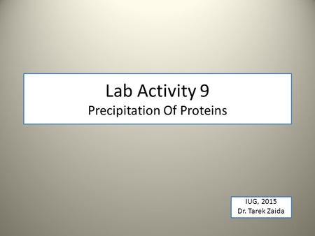Lab Activity 9 Precipitation Of Proteins