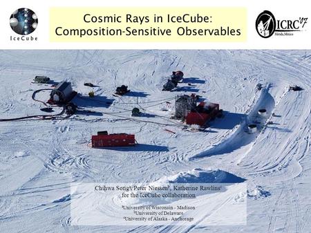 1 Cosmic Rays in IceCube: Composition-Sensitive Observables Chihwa Song a, Peter Niessen b, Katherine Rawlins c for the IceCube collaboration a University.