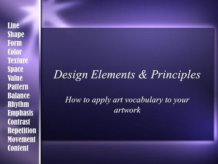 Design Elements & Principles
