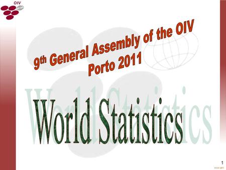  OIV 2011 1. 2 OIV report on the State of the vitiviniculture world market Surface area of world vineyards Grapes Global production Wine Global wine.
