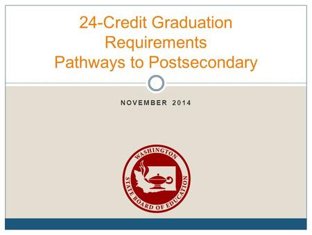 NOVEMBER 2014 24-Credit Graduation Requirements Pathways to Postsecondary.
