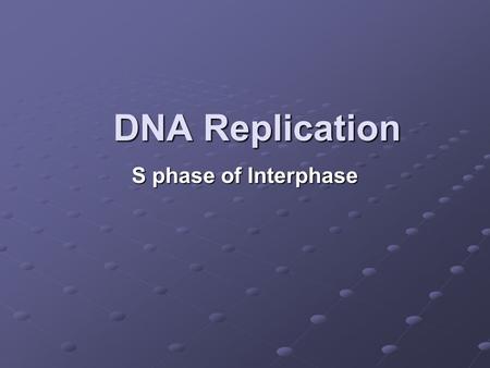 DNA Replication S phase of Interphase. DNA Replication DNA Replication DNA Replication occurs during the S phase of the INTERPHASE. STEP 1: Separation.