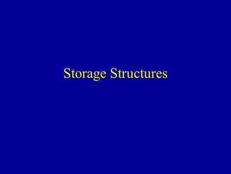 Storage Structures. Memory Hierarchies Primary Storage –Registers –Cache memory –RAM Secondary Storage –Magnetic disks –Magnetic tape –CDROM (read-only.
