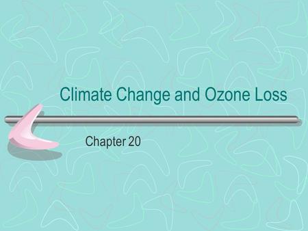 Climate Change and Ozone Loss Chapter 20. The Greenhouse Effect We know that short wave radiation from the sun passes through the air to earth with little.