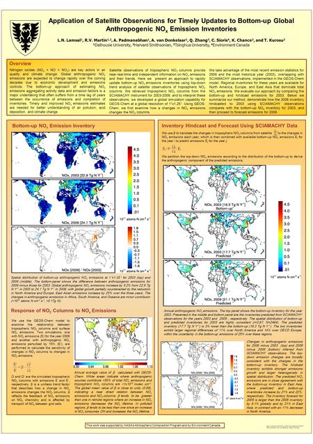 Application of Satellite Observations for Timely Updates to Bottom-up Global Anthropogenic NO x Emission Inventories L.N. Lamsal 1, R.V. Martin 1,2, A.
