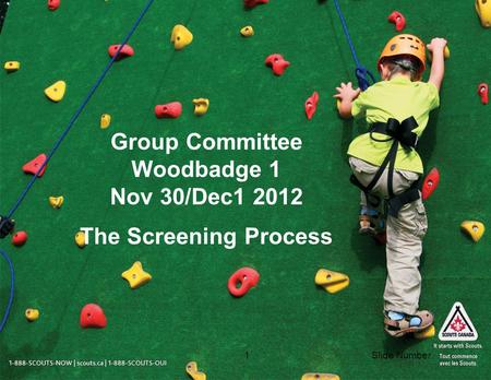 Slide Number1 Group Committee Woodbadge 1 Nov 30/Dec1 2012 The Screening Process.