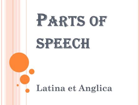 Parts of speech Latina et Anglica.