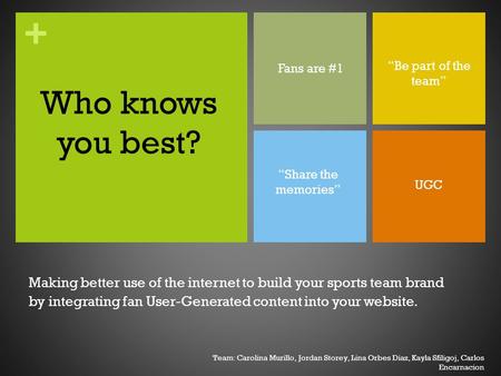 + Who knows you best? Making better use of the internet to build your sports team brand by integrating fan User-Generated content into your website. “Share.
