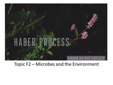 Topic F2 – Microbes and the Environment