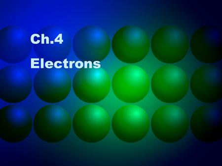 Ch.4 Electrons. Energy as Waves Light (one form of energy) travels through space in a wavelike behavior Other forms of energy also have wave characteristics.