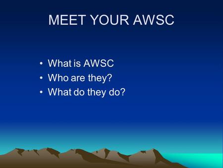 MEET YOUR AWSC What is AWSC Who are they? What do they do?