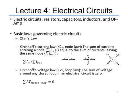 Lecture 4: Electrical Circuits