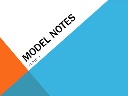 MODEL NOTES TOPIC 1. MODEL A representation, picture, or description of how something looks and works. It can be a physical or mental model. PHYSICAL.