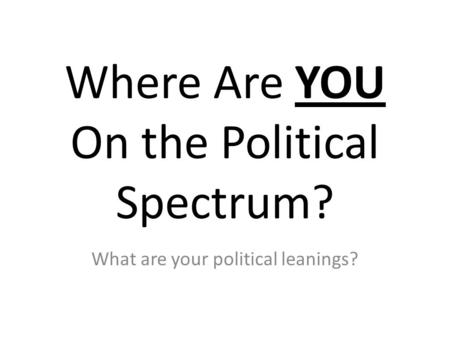 Where Are YOU On the Political Spectrum? What are your political leanings?