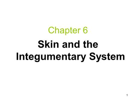1 Chapter 6 Skin and the Integumentary System. 2 Introduction: A.Organs are body structures composed of two or more different tissues. B.The skin and.