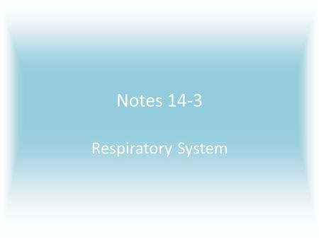 Notes 14-3 Respiratory System.
