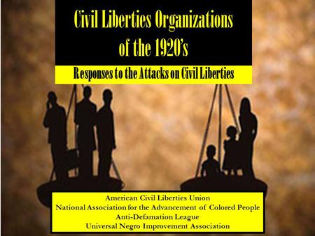 Civil Liberties Organizations of the 1920’s