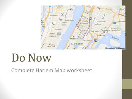 Complete Harlem Map worksheet