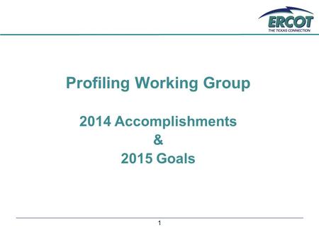 1 Profiling Working Group 2014 Accomplishments & 2015 Goals.
