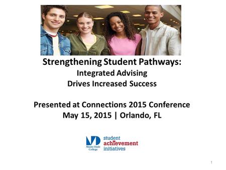 Strengthening Student Pathways: Integrated Advising Drives Increased Success Presented at Connections 2015 Conference May 15, 2015 | Orlando, FL 1.