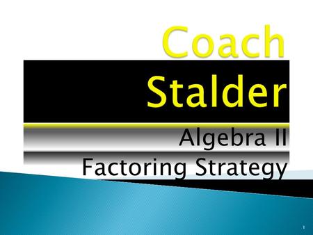 Algebra II Factoring Strategy 1 Learning these guidelines has been directly linked to greater Algebra success!! Part1Part 2Part 3Part 4 I.Always look.