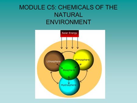 MODULE C5: CHEMICALS OF THE NATURAL ENVIRONMENT. Atmosphere Molecular elements (e.g. oxygen, nitrogen, ozone) and compounds (e.g.carbon dioxide, water)