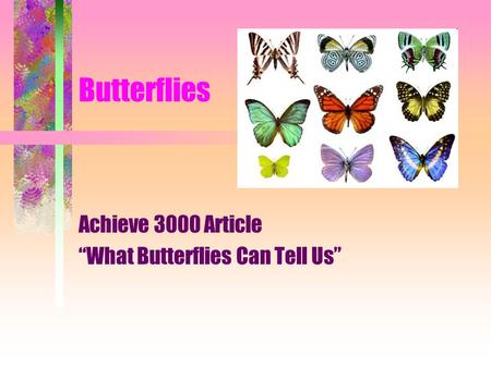 Achieve 3000 Article “What Butterflies Can Tell Us”