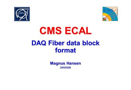 CMS ECAL DAQ Fiber data block format Magnus Hansen 20020226.