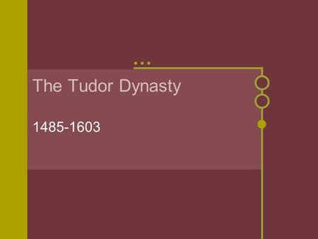 The Tudor Dynasty 1485-1603. The Beginning Henry VII (r. 1485-1509) Used diplomacy, avoided war, & strengthened England’s interest abroad Henry VIII (r.