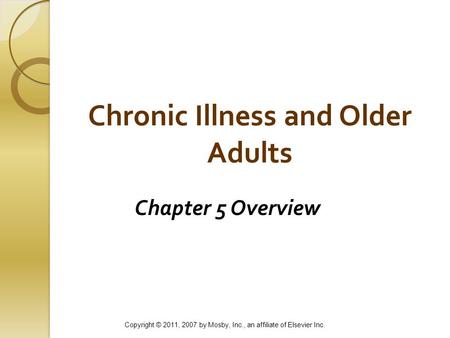 Chronic Illness and Older Adults