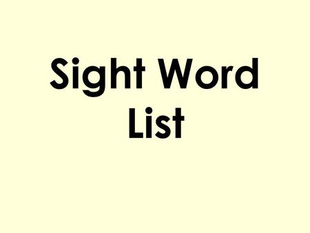 Sight Word List.