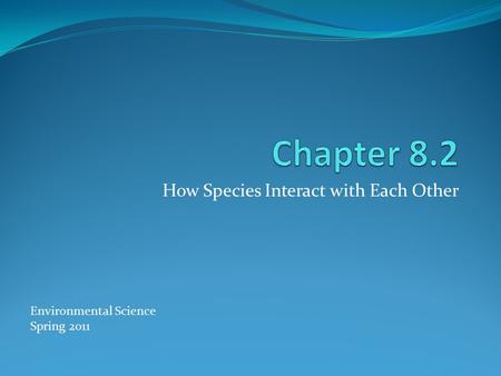 How Species Interact with Each Other Environmental Science Spring 2011.
