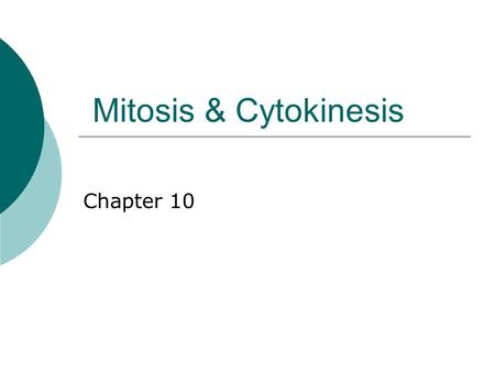 Mitosis & Cytokinesis Chapter 10.