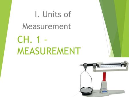 CH. 1 - MEASUREMENT I. Units of Measurement. Scientific Method.