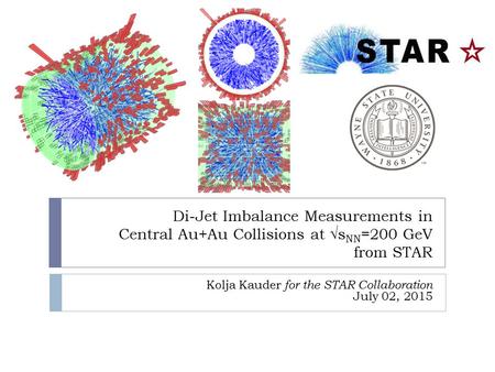 Di-Jet Imbalance Measurements in Central Au+Au Collisions at √s NN =200 GeV from STAR Kolja Kauder for the STAR Collaboration July 02, 2015.