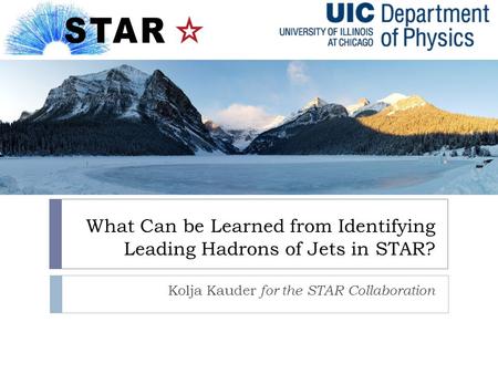 What Can be Learned from Identifying Leading Hadrons of Jets in STAR? Kolja Kauder for the STAR Collaboration.