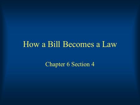 How a Bill Becomes a Law Chapter 6 Section 4. Key Terms Joint Resolution: A resolution that is passed by both houses of Congress Special-Interest Group: