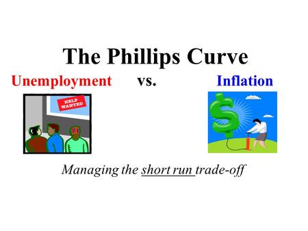 The Phillips Curve Unemployment vs. Inflation Managing the short run trade-off.